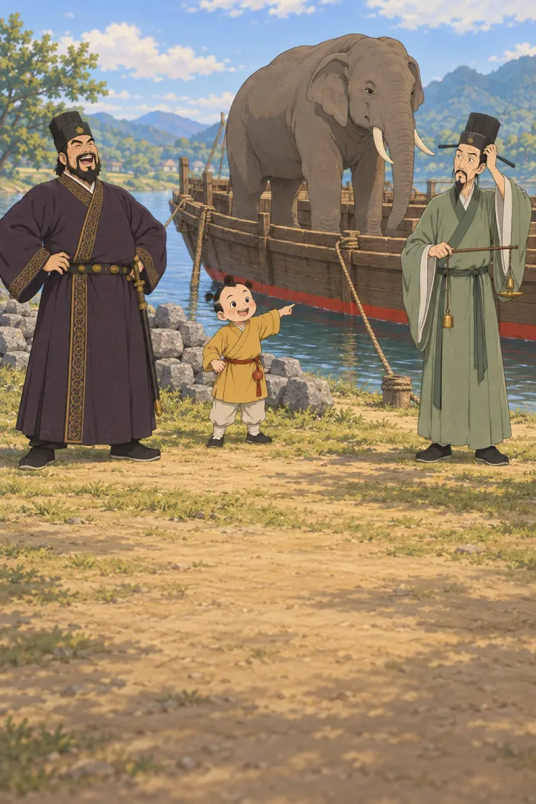 Illustration for Cao Chong Weighs the Elephant